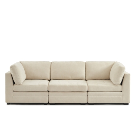 Canapé droit modulable 3 pièces BILLIE tissu chenille beige