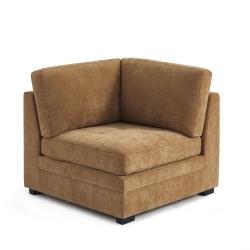 Canapé droit modulable 3 pièces BILLIE tissu chenille écureuil