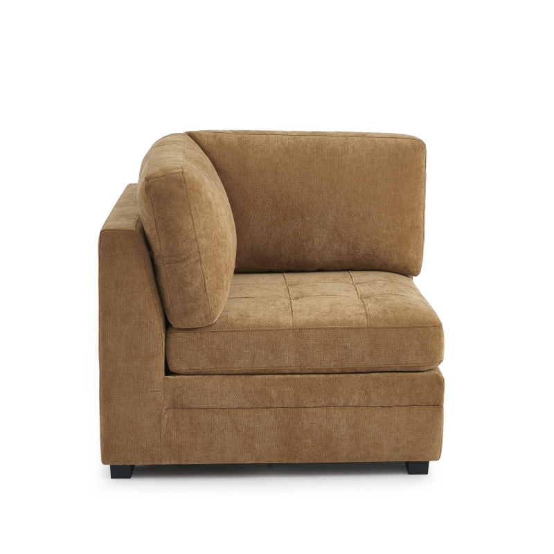 Canapé droit modulable 3 pièces BILLIE tissu chenille écureuil