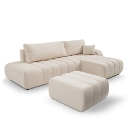 Pouf BELEM tissu bouclette écru