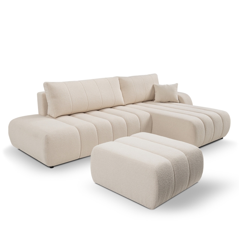 Pouf BELEM tissu bouclette écru