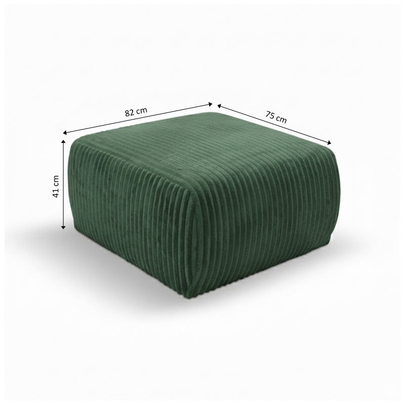 Pouf GLORIA velours côtelé vert kaki