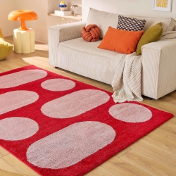 Tapis Abby rouge motif rétro 80x140 cm
