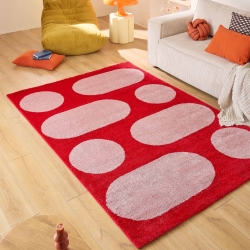 Tapis Abby rouge motif rétro 160x230 cm