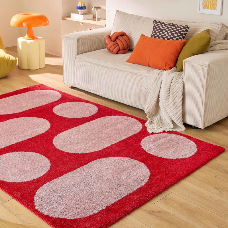 Tapis Abby rouge motif rétro 160x230 cm