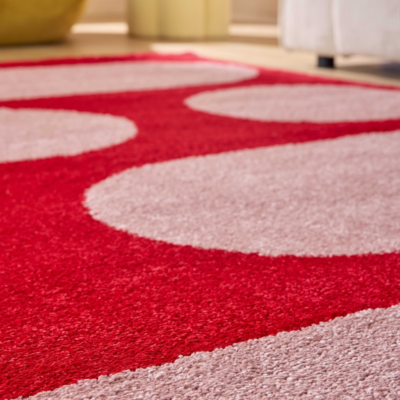 Tapis Abby rouge motif rétro 200x280 cm