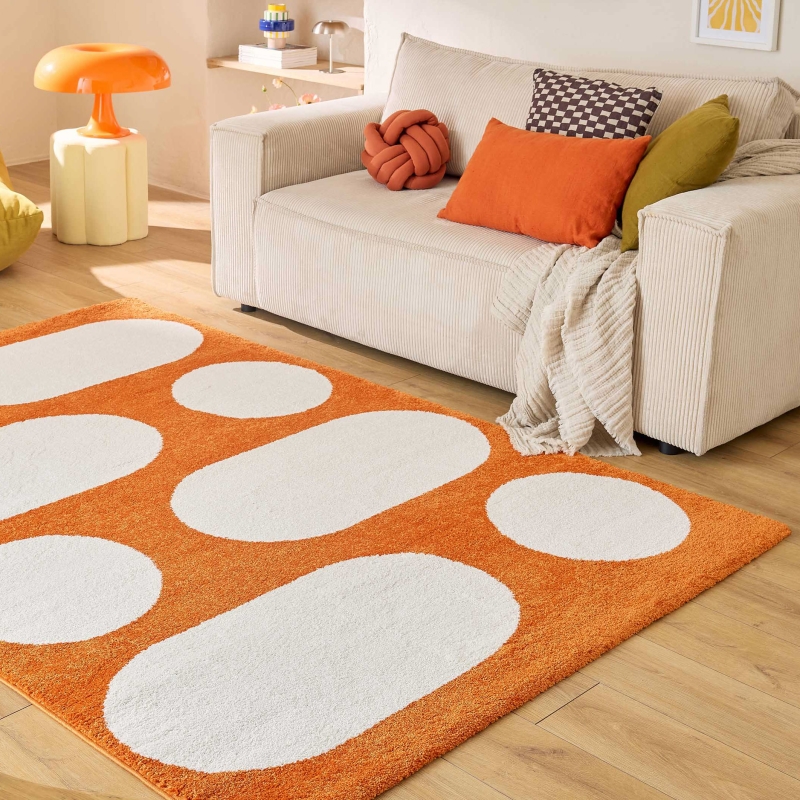 Tapis Abby orange motif rétro 80x140 cm