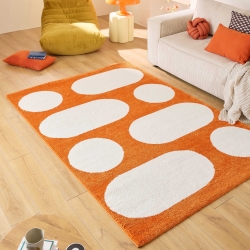Tapis Abby orange motif rétro 120x160 cm