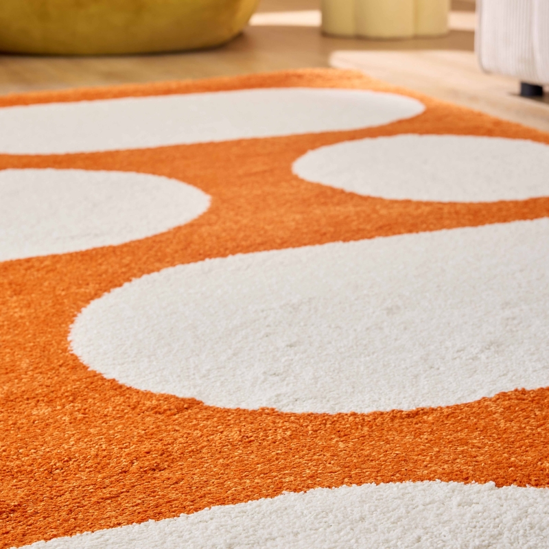 Tapis Abby orange motif rétro 200x280 cm