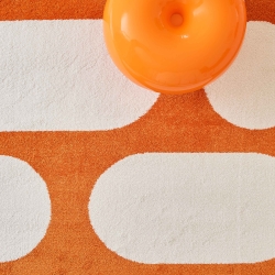 Tapis Abby orange motif rétro 200x280 cm