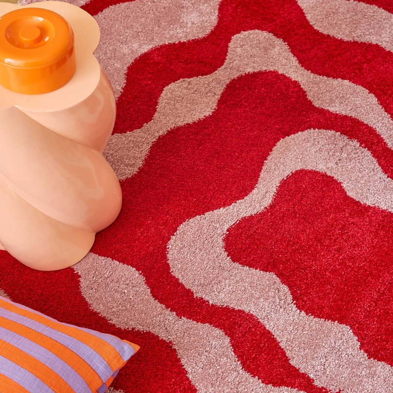 Tapis ABBY rouge motif vintage 200x280 cm