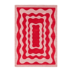 Tapis ABBY rouge motif vintage 80x140 cm