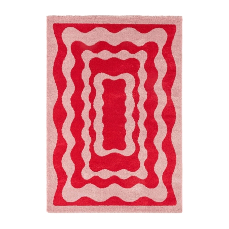 Tapis ABBY rouge motif vintage 80x140 cm