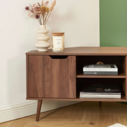 Meuble TV d'angle LYNA effet noyer 115cm