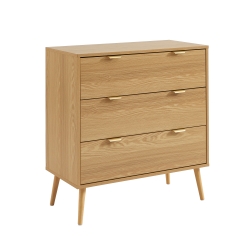 Commode JEANNE 3 tiroirs effet chêne 80cm