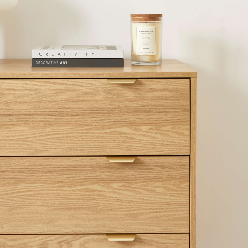 Commode JEANNE 3 tiroirs effet chêne 80cm