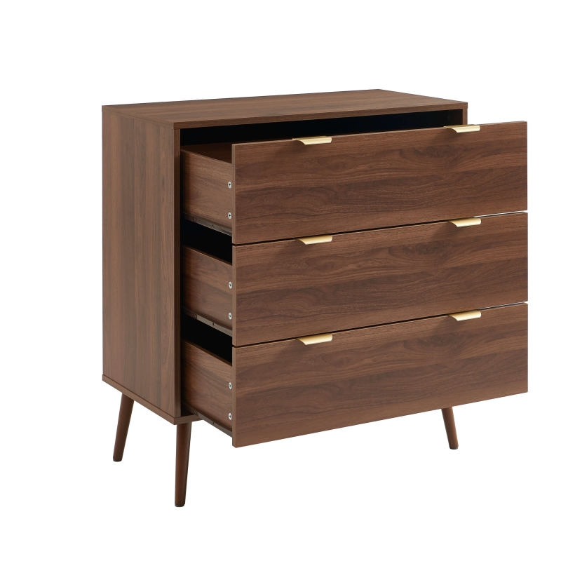 Commode JEANNE 3 tiroirs effet noyer 80cm