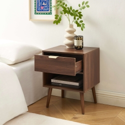 Lot de 2 tables de chevet JEANNE effet noyer