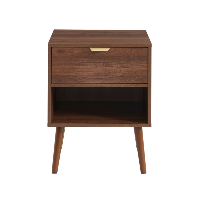 Lot de 2 tables de chevet JEANNE effet noyer