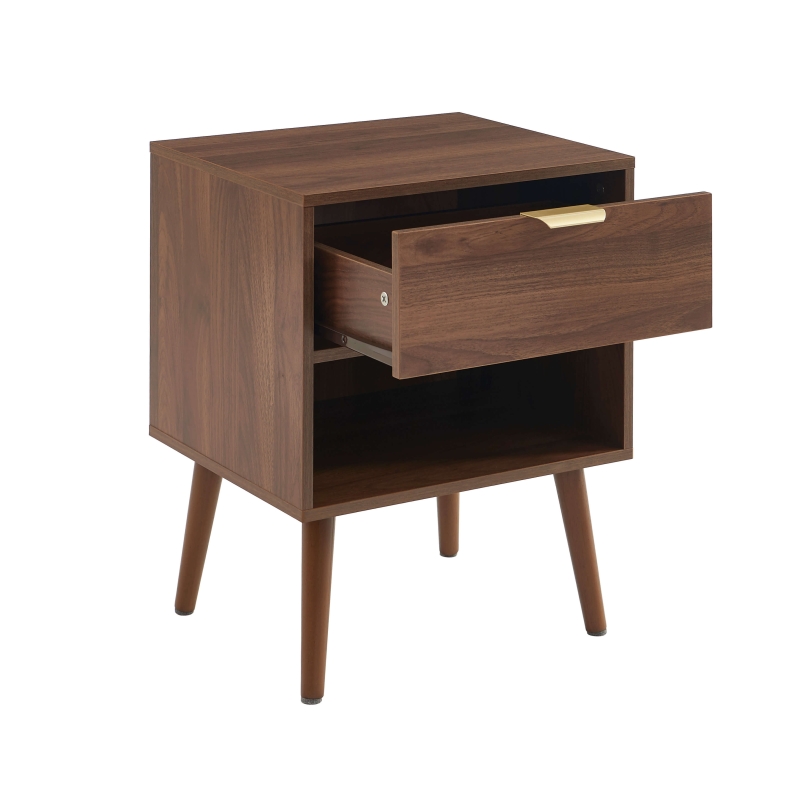 Lot de 2 tables de chevet JEANNE effet noyer