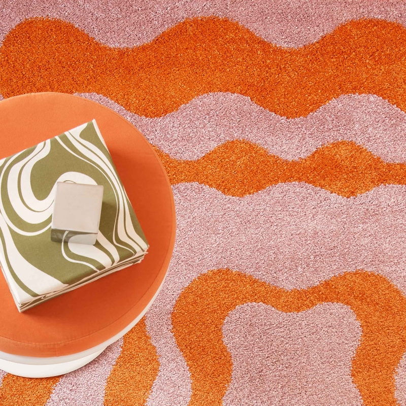 Tapis ABBY orange motif vintage 120x160 cm