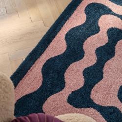 Tapis ABBY bleu motif vintage 200x280 cm