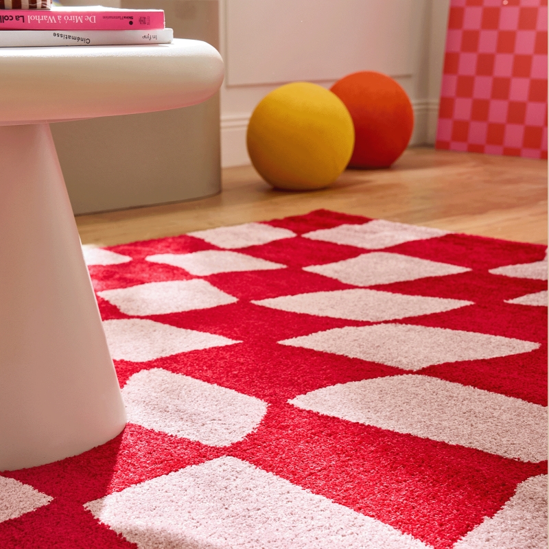 Tapis ABBY rouge motif vintage 120x160 cm