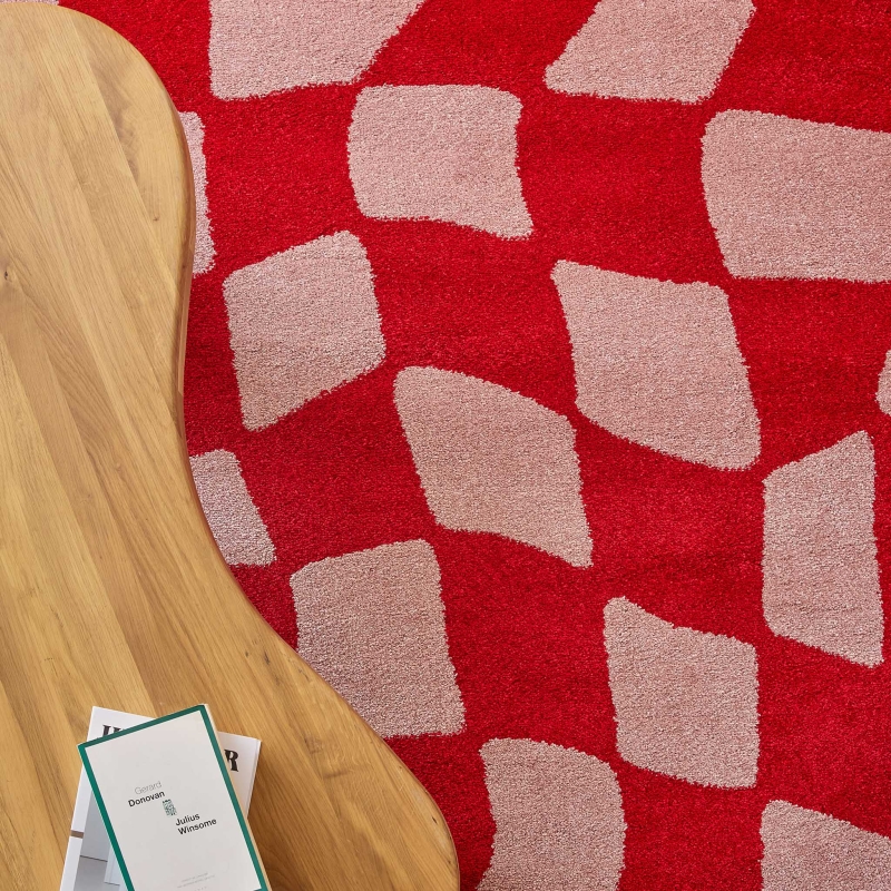 Tapis ABBY rouge motif vintage 200x280 cm