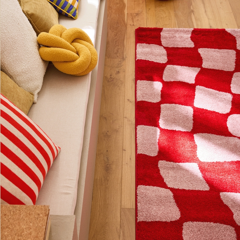 Tapis ABBY rouge motif vintage 200x280 cm