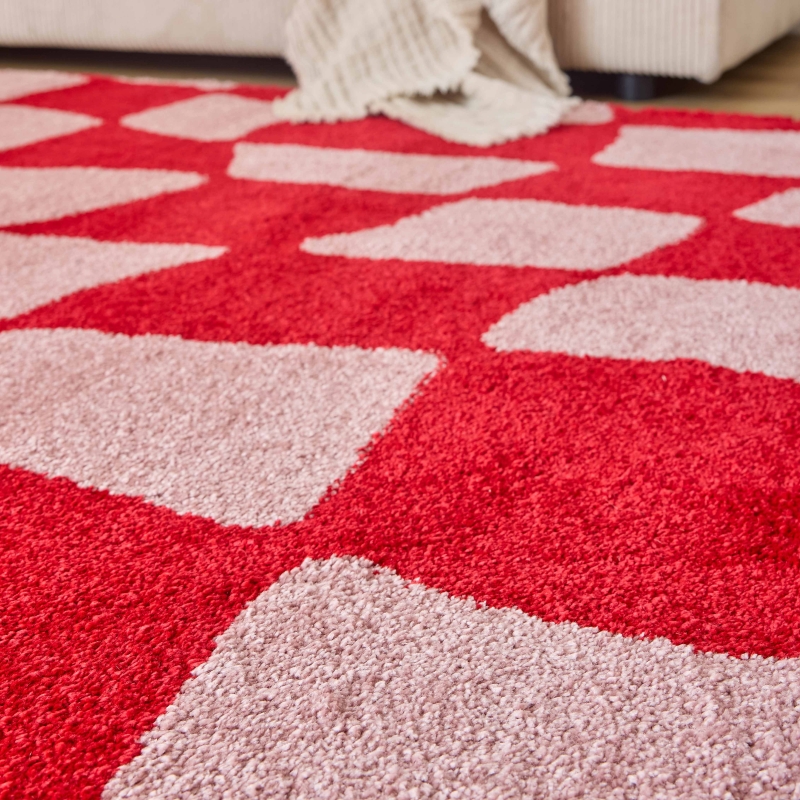 Tapis ABBY rouge motif vintage 80x140 cm