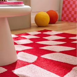 Tapis ABBY rouge motif vintage 80x140 cm