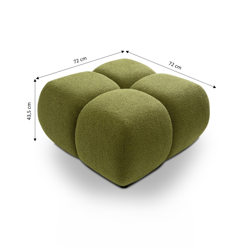 Pouf TASCA tissu bouclette vert olive