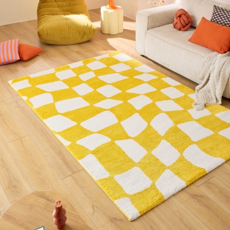 Tapis ABBY jaune motif vintage 80x140 cm