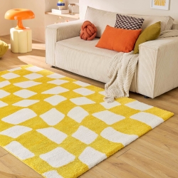 Tapis ABBY jaune motif vintage 80x140 cm