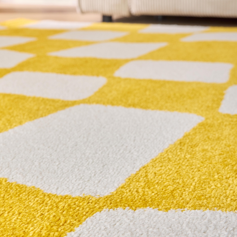 Tapis ABBY jaune motif vintage 80x140 cm