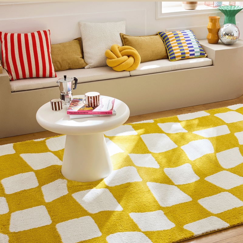 Tapis ABBY jaune motif vintage 120x160 cm