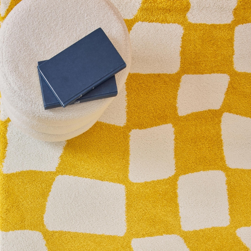 Tapis ABBY jaune motif vintage 160x230 cm