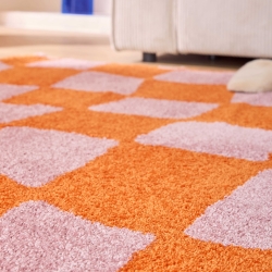 Tapis ABBY orange motif vintage 80x140 cm