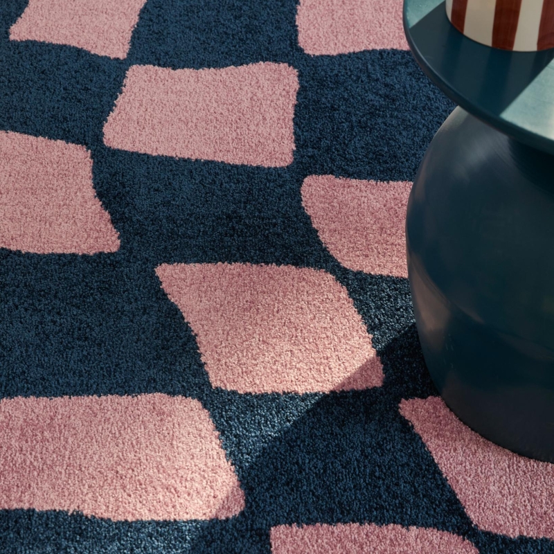 Tapis ABBY bleu motif vintage 80x140 cm