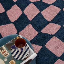 Tapis ABBY bleu motif vintage 80x140 cm