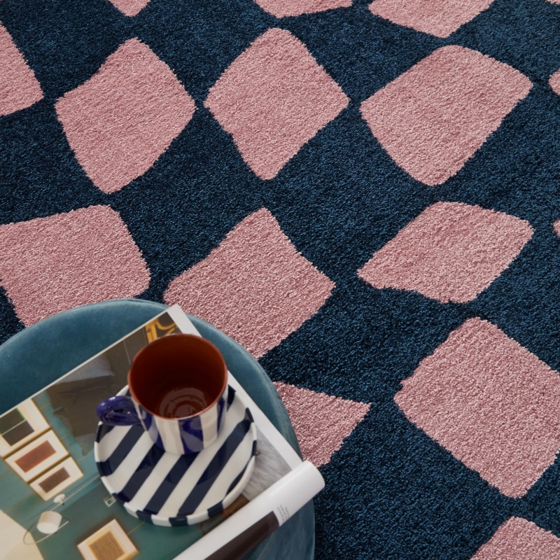 Tapis ABBY bleu motif vintage 120x160 cm