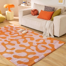 Tapis ABBY orange motif vintage 80x140 cm