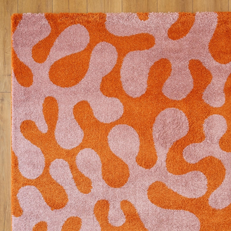 Tapis ABBY orange motif vintage 80x140 cm