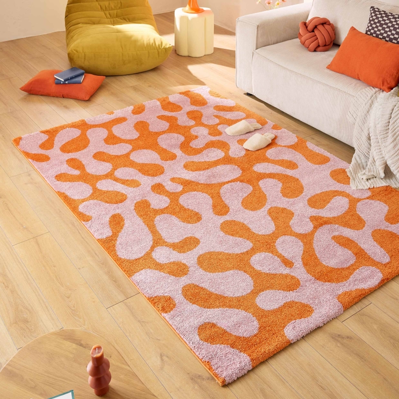 Tapis ABBY orange motif vintage 200x280 cm