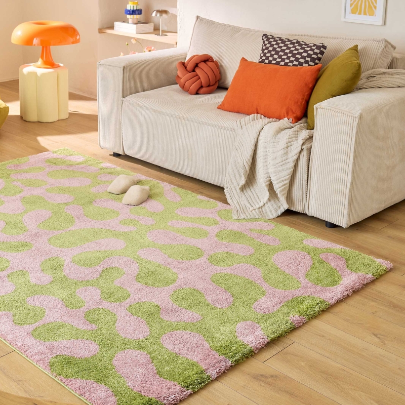 Tapis ABBY vert motif vintage 120x160 cm