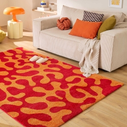 Tapis ABBY rouge motif vintage 80x140 cm