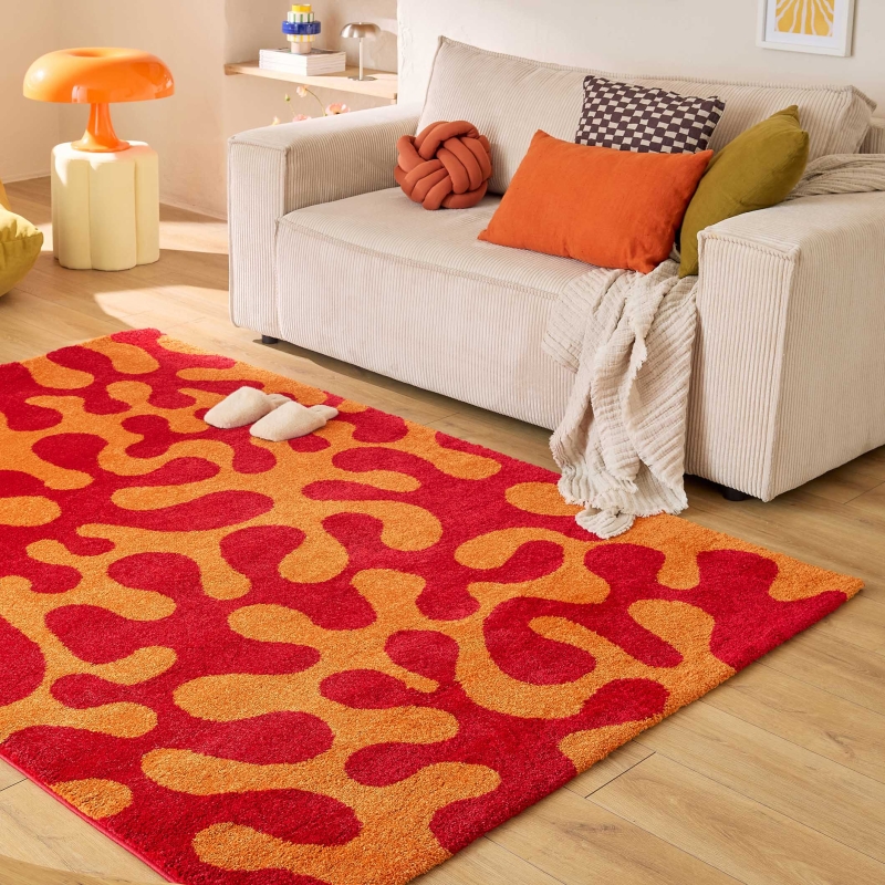 Tapis ABBY rouge motif vintage 80x140 cm