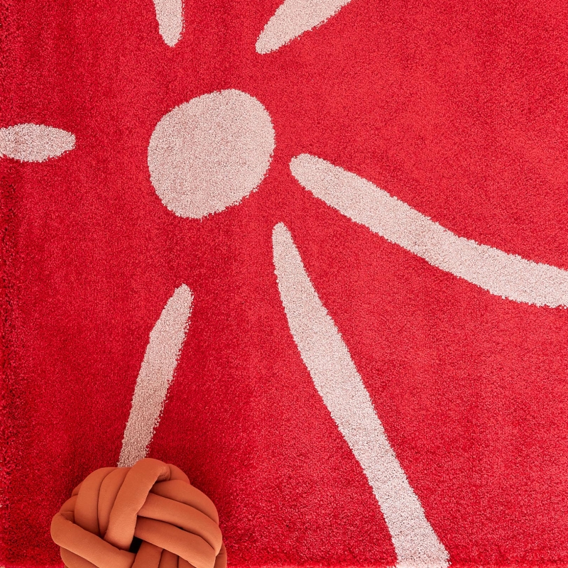 Tapis ABBY rouge motif vintage 80x140 cm