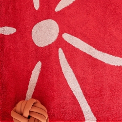 Tapis ABBY rouge motif vintage 120x160 cm