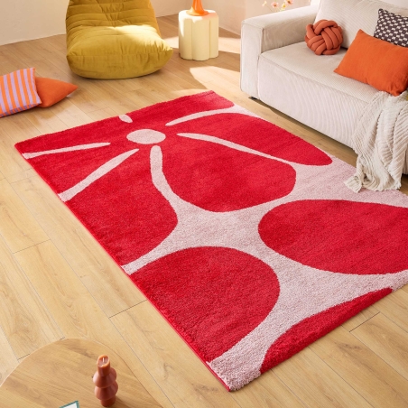 Tapis ABBY rouge motif vintage 200x280 cm